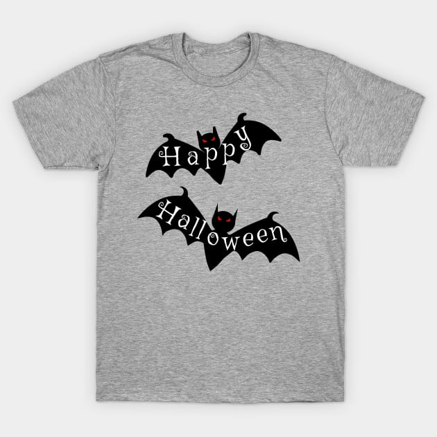 Happy Halloween with Bats T-Shirt by Scarebaby